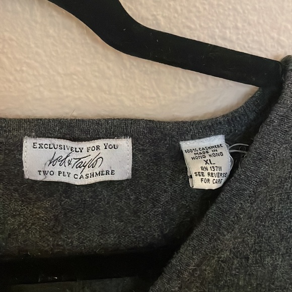 Dark gray two-ply 100% cashmere sweater - Picture 2 of 3